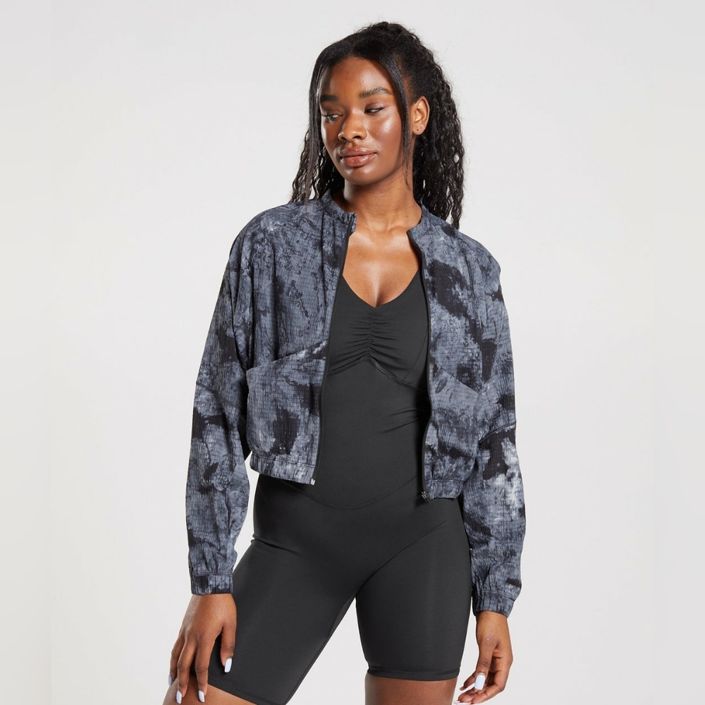 NWOT Gymshark Elevate Woven Lightweight Full Zip Jacket in Coin Grey Spray Dye - Picture 14 of 16